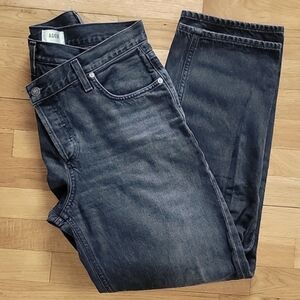 Like New Agolde Criss Cross Upsized Jeans in Shambles Wash (Black)